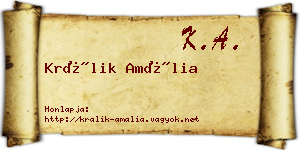 Králik Amália névjegykártya