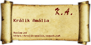 Králik Amália névjegykártya